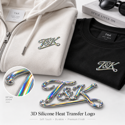 Holographic 3D Silicone Heat Transfer Logos | Custom Clothing Labels
