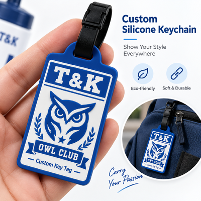 Custom Silicone Bag Tags with 3D Logo for Backpacks Keychains and Accessories