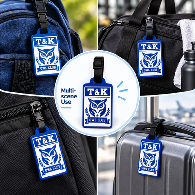 Custom Silicone Bag Tags with 3D Logo for Backpacks Keychains and Accessories