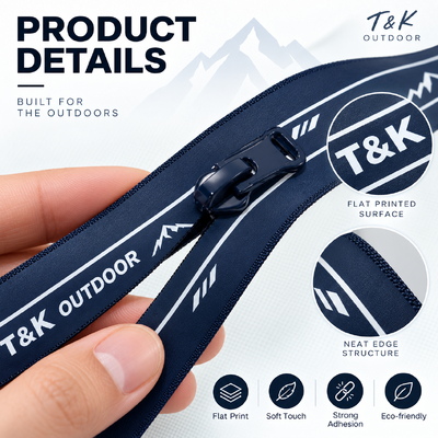 Custom Waterproof Metal Zipper with Auto Lock and Printed Logo for Outdoor Jackets and Sportswear