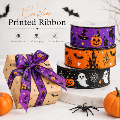 Custom Printed Eco-friendly Grosgrain Ribbon Durable Elastic Band for Gift Wrapping