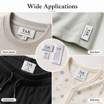 Eco-Friendly Customized Design Woven Clothing Labels with Free Sample Cost for Womenswear Fashion Brands