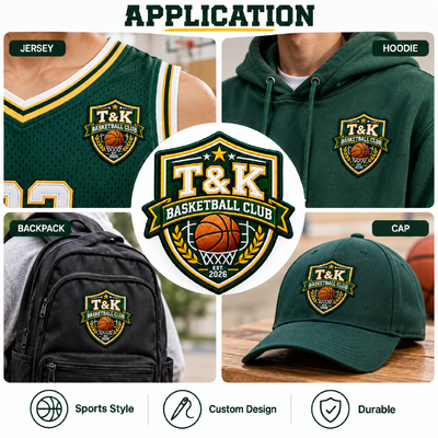 Custom High Density Embroidered Sports Patches for Basketball Teams and Apparel