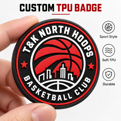 Soft TPU Custom Embroidered Patches with 3D Basketball Logo and Iron-on Backing for Apparel Embroidery Patches