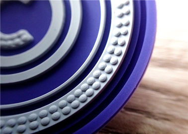 Double Color Circular Silicone Patches With 3D Embossed Brand Name Logo