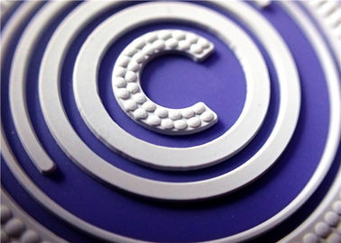 Double Color Circular Silicone Patches With 3D Embossed Brand Name Logo