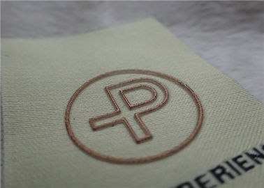 Logo Mid Fold Woven Clothing Labels Shinny Gold 0.4mm Thickness OEKO SGS BV