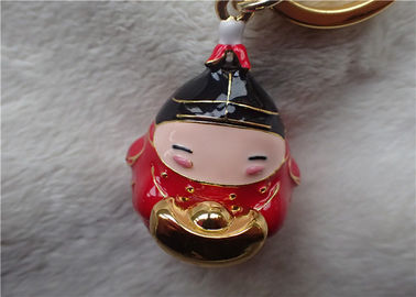 Chinese Style Ceramic Fat Baby Gold Ingot Key Chain In Red Coat