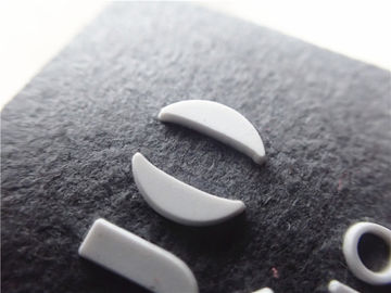 Soft Imported Senior Grey Suede Rubber Logo Patches ， With Custom Micro Injection Logo