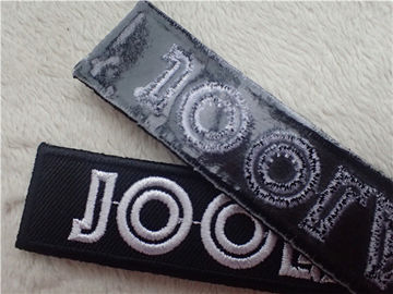 Black Twill White Line Custom Embroidered Patches With Stylish Backing Hot Melt Adhesive
