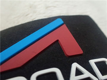 Double - Color Silicone 3D Rubber Logo Patches Soft Black Microfiber Planted