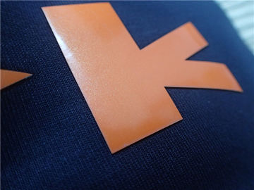 Custom Shiny Orange TPU Iron On Clothing Patches , Heat Transfer Shoe Label