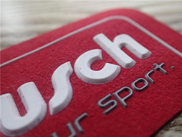 Durable Soft Red Suede Custom Rubber Logo Patches Injection Two Color