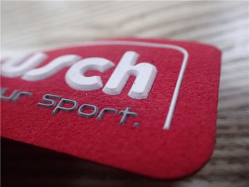 Durable Soft Red Suede Custom Rubber Logo Patches Injection Two Color