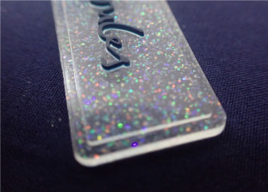 Personalized Fully Transparent PVC Badge With Colorful Powder For Garment
