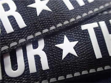 Customized Shiny Silicone Woven Clothing Labels, Printing Logo On Tape For Cloth