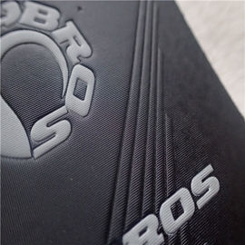 PU Leather Custom Clothing Patches , White Debossed Logo Line Dull Polish Big Patches For Clothes