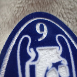 Oval Shape Personalised Embroidered Patches Ball Uniform Plush Monochrome Flocking Heat Transfer