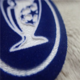 Oval Shape Personalised Embroidered Patches Ball Uniform Plush Monochrome Flocking Heat Transfer