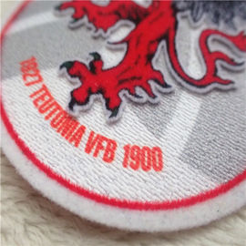 Modern Clothing Iron On Patches Shield Shape Dragon Logo Plush Printing Flocking For Garment Decoration