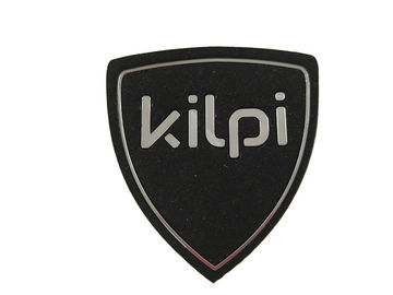 Metallic Embossed Silicone Rubber Fabric Patch Custom Logo Eco - Friendly