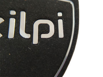 Metallic Embossed Silicone Rubber Fabric Patch Custom Logo Eco - Friendly