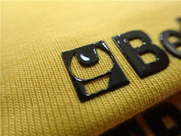 Fashion Heat Transfer Labels For Sportswear Shiny Black Silicone Logo