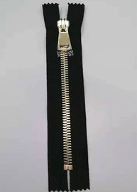 Gold Color Teeth Metal Zips For Bags / Heavy Duty Metal Zippers