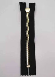 Gold Color Teeth Metal Zips For Bags / Heavy Duty Metal Zippers