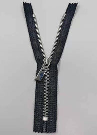 Durable Y Style Metal Teeth Zipper With Pure Cotton Cloth / Metal Zippers For Jeans