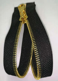 Open End Brass Metal Teeth Zipper With Shiny Gold Color For Home Textile