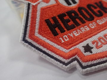 Semicircle Shape Custom Embroidered Patches Laser Cut Basis Finishing