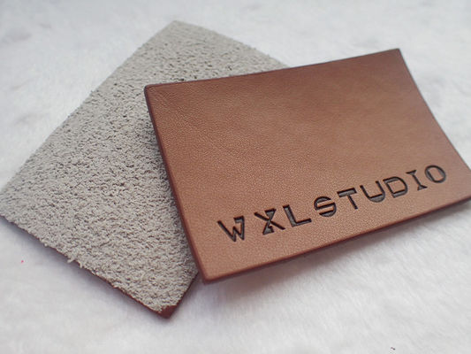 Personalized Logo Garment Leather Patch Embossed Black Logo Leather Label