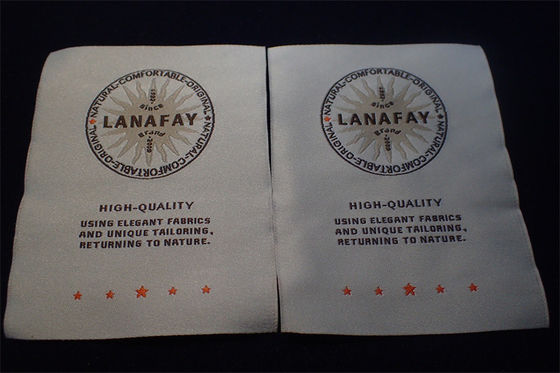 Eco Friendly Customize Woven Clothing Labels Cold Cut / Heat Cut