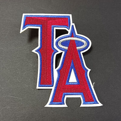 Embroidered Patch - Red & Blue with Halo, Iron-On/Sew-On Apparel Backpack Decoration Badge