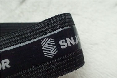 Fashion Polyester Soft Elastic Band , Black Elastic Tape With Screen Printing Logo