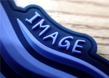 S / M / L Dark Blue 3D Rubber Patches / Rubber Labels For Clothing