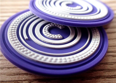 Double Color Circular Silicone Patches With 3D Embossed Brand Name Logo