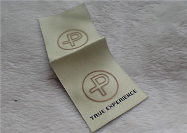 Logo Mid Fold Woven Clothing Labels Shinny Gold 0.4mm Thickness OEKO SGS BV