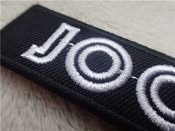 Black Twill White Line Custom Embroidered Patches With Stylish Backing Hot Melt Adhesive