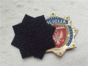 Waterproof Custom Clothing Patches Gold TPU High Frequency Logo Hook And Loop