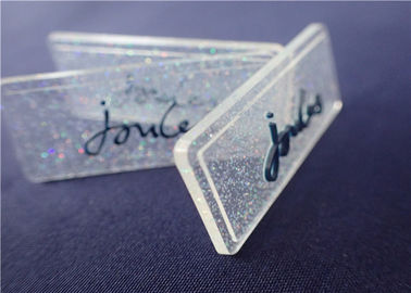Personalized Fully Transparent PVC Badge With Colorful Powder For Garment