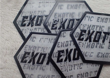 TPU Embossed Logo Self Adhesive Patches For Clothes / Bags / Hats
