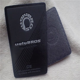 PU Leather Custom Clothing Patches , White Debossed Logo Line Dull Polish Big Patches For Clothes