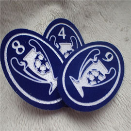 Oval Shape Personalised Embroidered Patches Ball Uniform Plush Monochrome Flocking Heat Transfer