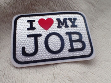Elegant Custom Clothing Patches  Slogan Logo I LOVE MY JOB Plush Chromatically Flocking