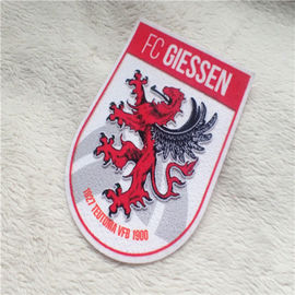 Modern Clothing Iron On Patches Shield Shape Dragon Logo Plush Printing Flocking For Garment Decoration