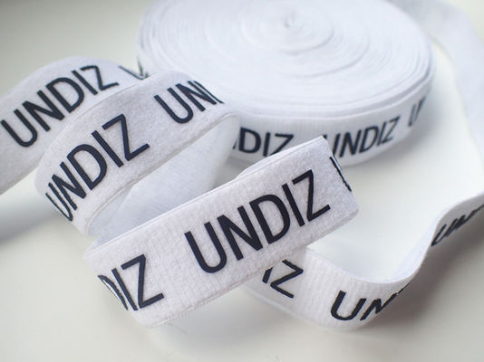 Printed Silicone Logo On Elastic Webbing Tape Customized Design